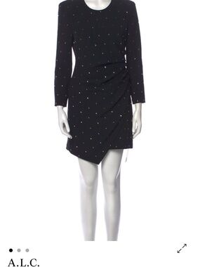 A.L.C. Black Long-Sleeve Mini Dress with Crystal Dots